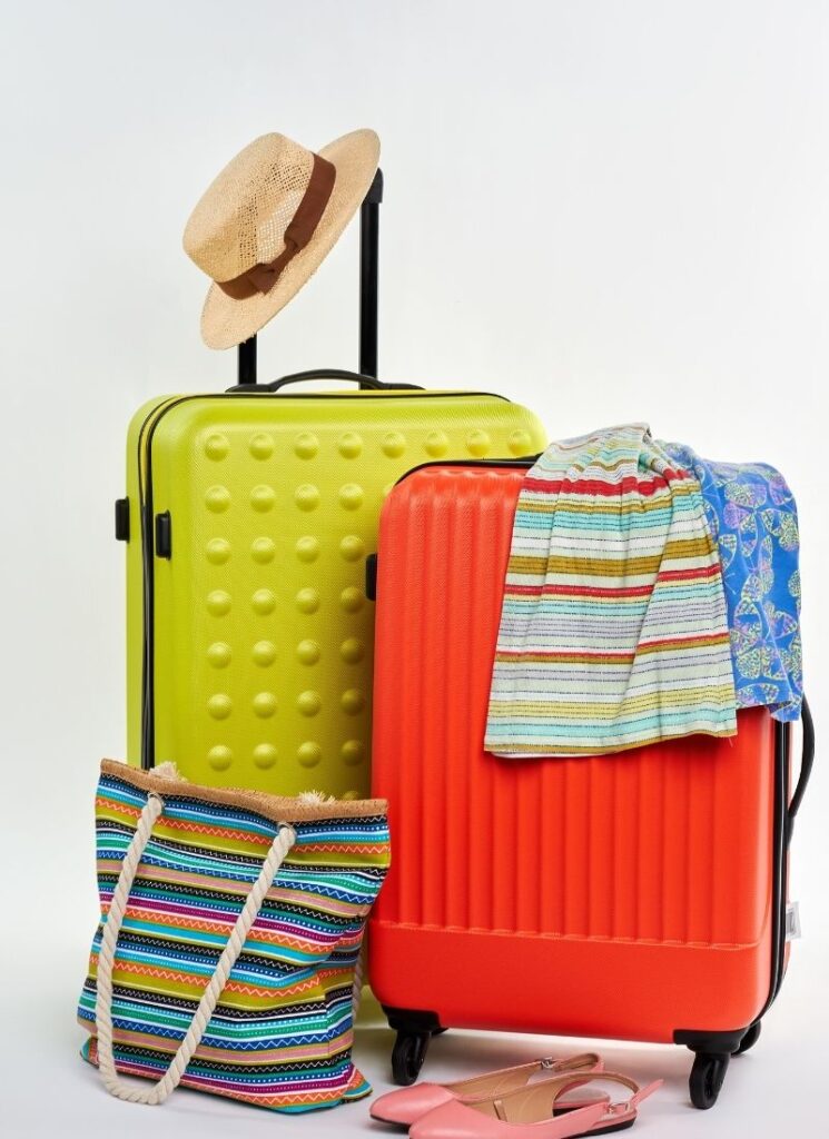 Suitcases ready for the beach