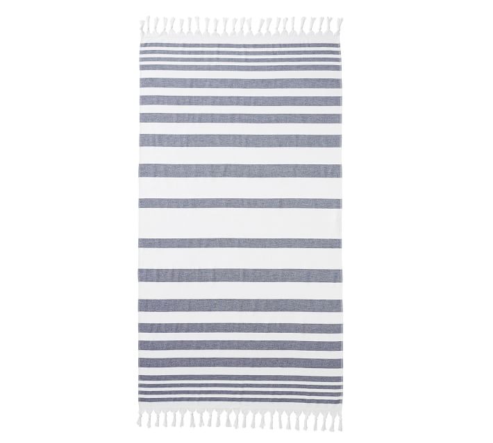 Grey striped Turkish towel from Pottery Barn