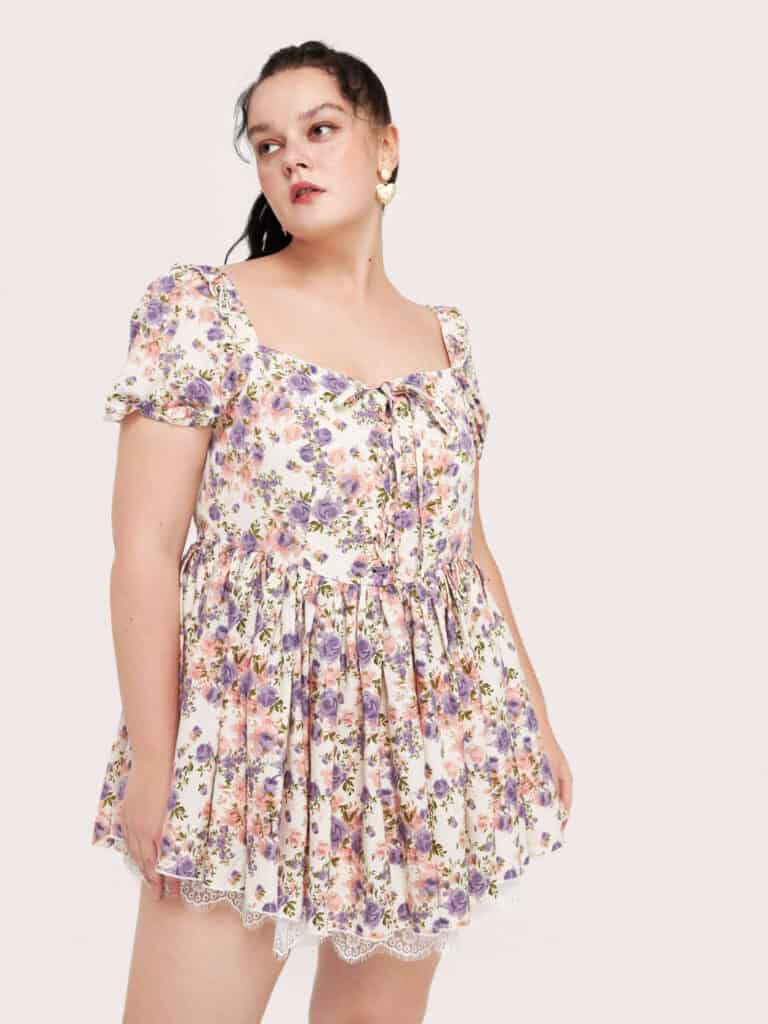Curve & Plus Floral Lace Patchwork Dress