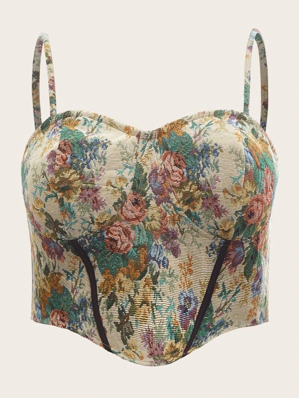 SHEIN Plus Floral Print Bustier Cami Top