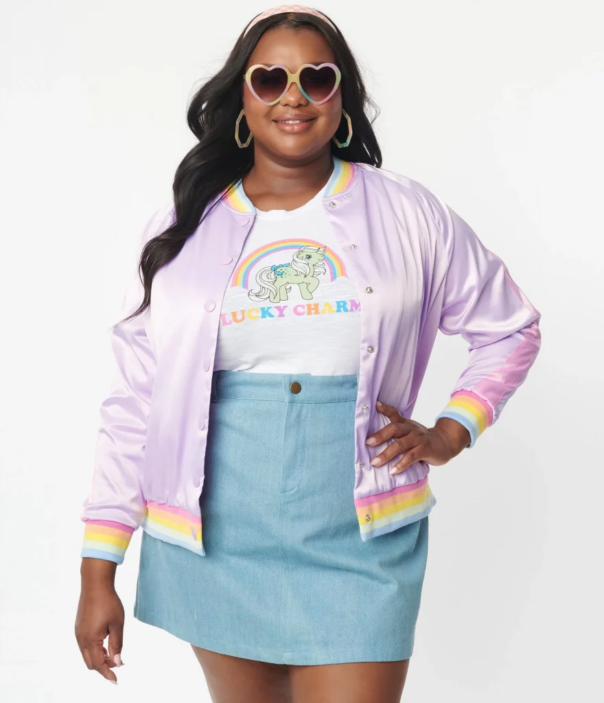 My Little Pony X Unique Vintage Plus Size Spirited Satin Bomber Jacket