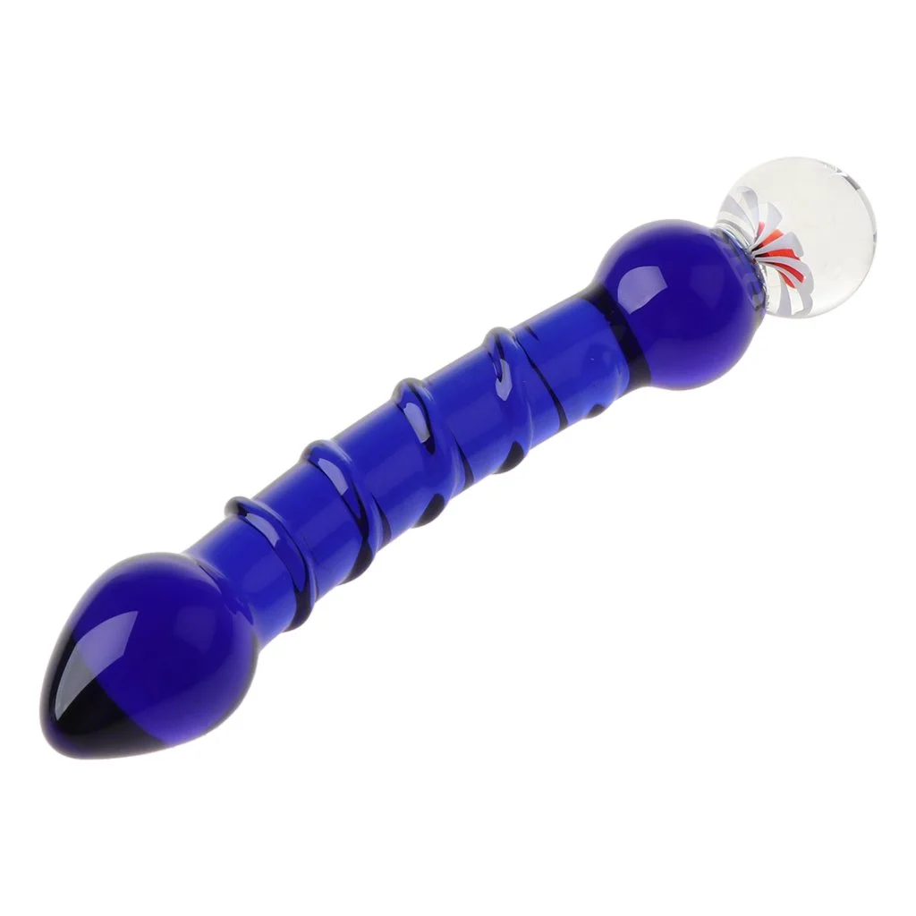 Blue glass dildo