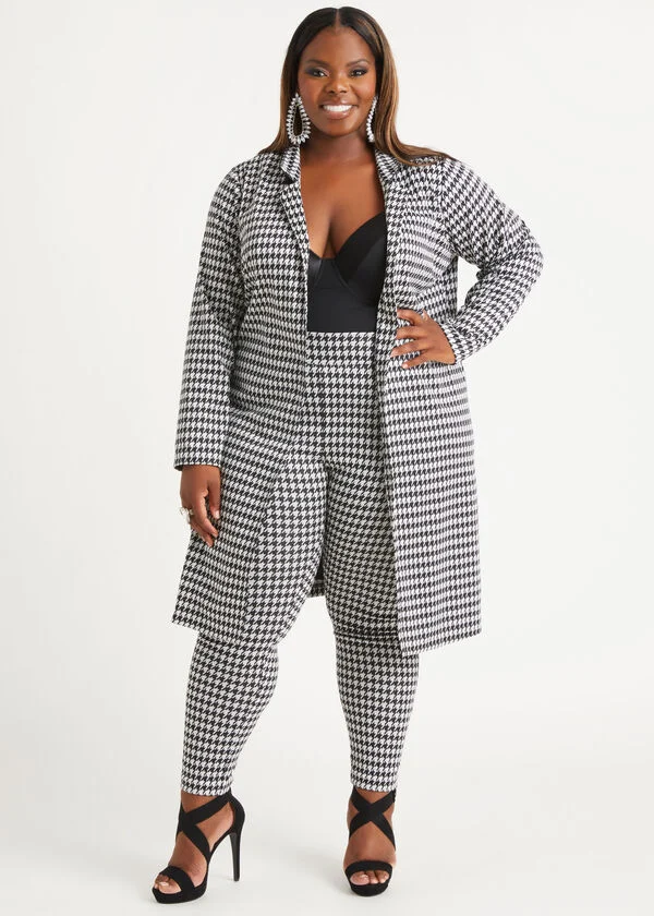 plus size houndstooth blazer