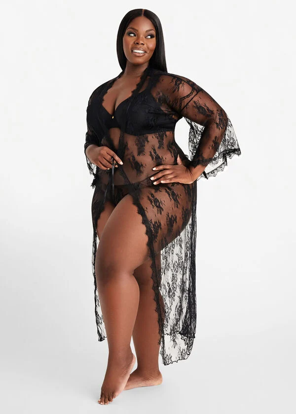 Ashley Stewart lace robe lingerie set