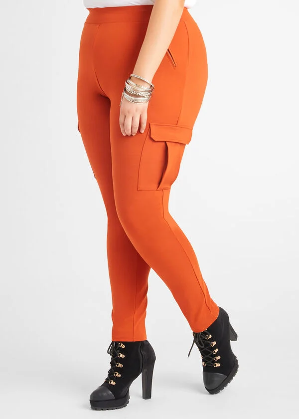 Orange pull-on leggings