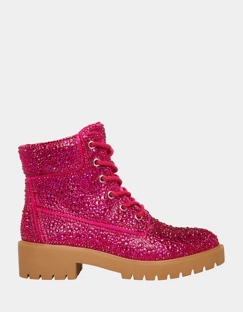 Pink jeweled boot by Betsey Johnson