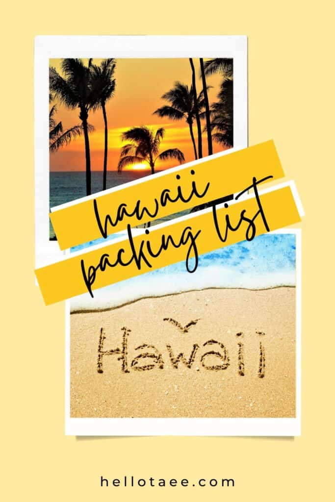 Pin image features text: Hawaii packing list