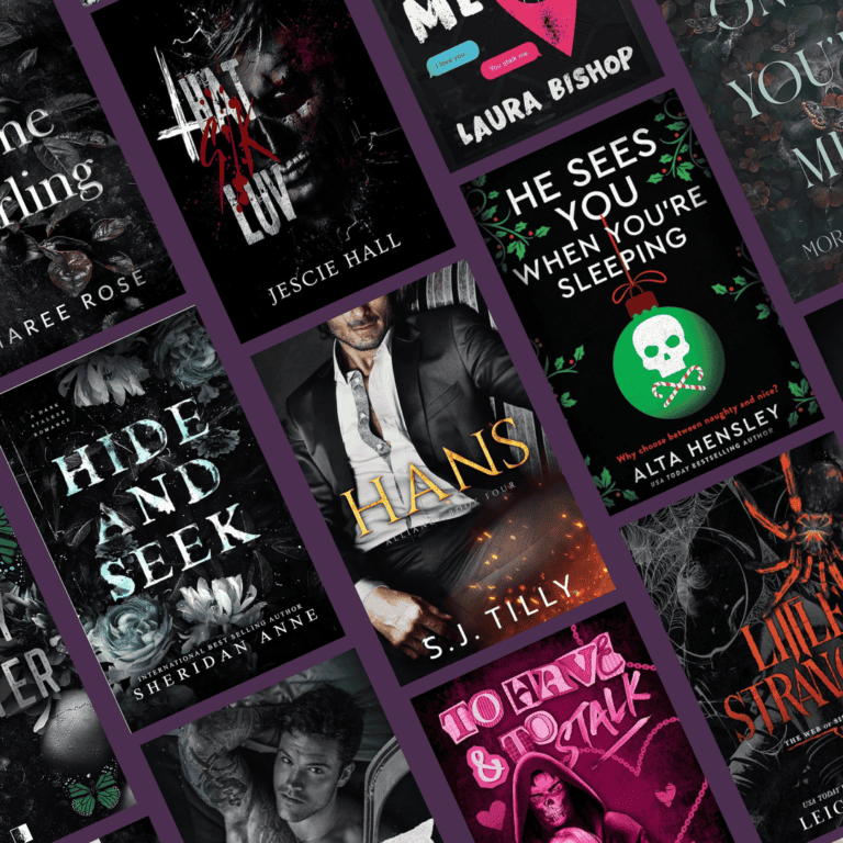 Cover for the Stalker Romance Novels post - with purple background.