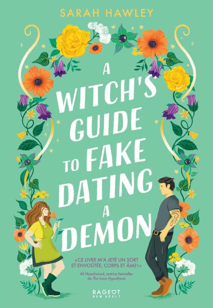 Book cover image for A Witch’s Guide to Fake Dating a Demon by Sarah Hawley.
